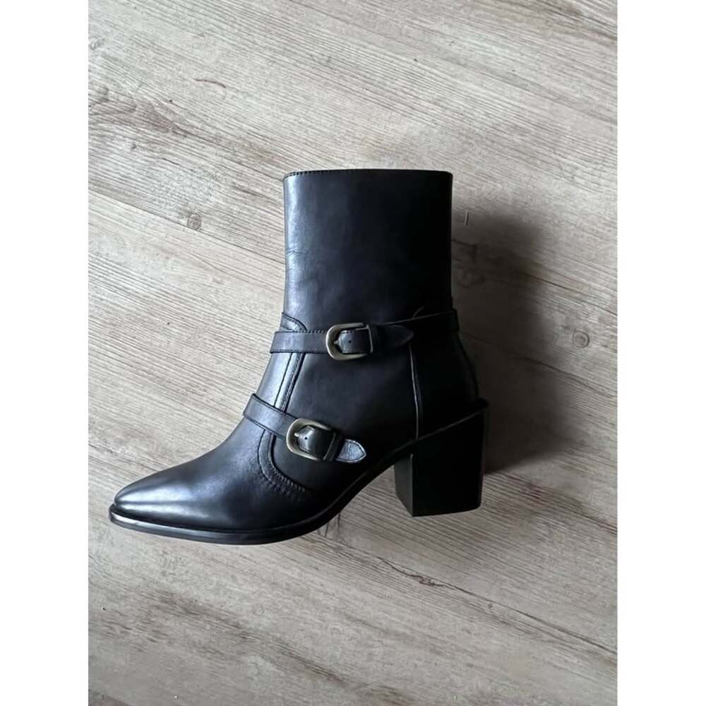 Marks and Spencer Leather pointy-toed Buckle Ankle Boots EUR 39.5/8.5 US BNWT